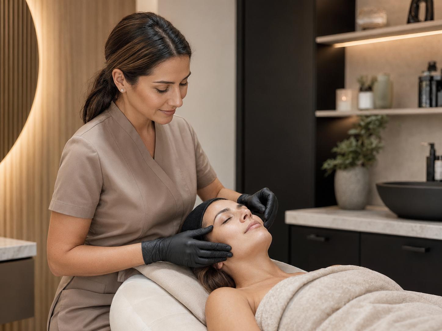 Atendimento facial realizado por profissional